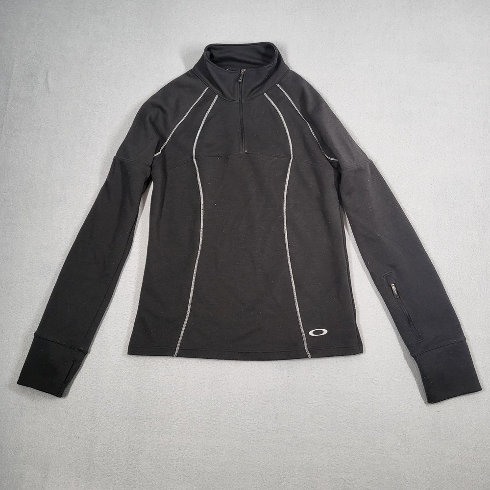 Oakley Sweatshirt Women's Small‎ Black Half Zip Pullover Running Top